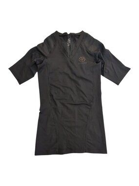 IntelliSkin PostureCue Compression Shirt Womens Med Black V-Neck Short Sleeve